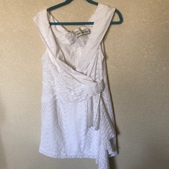 Frame and Partners Mazzy white eyelet lace off the shoulder wrap  dress size 10 - Picture 4 of 8